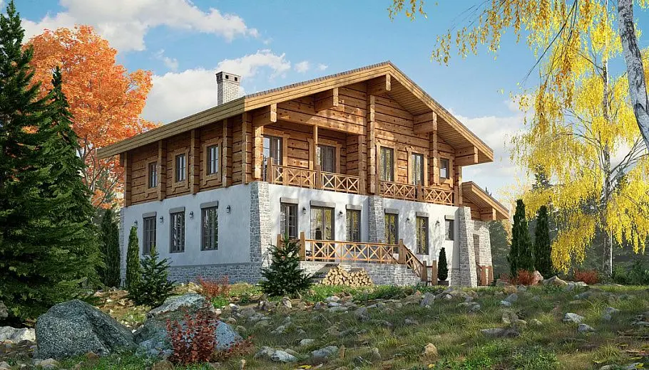 Деревянные дома с пластиковыми окнами: фото, особенности и преимущества